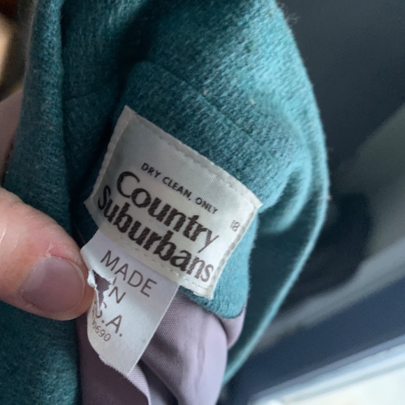 Country Suburbans green wool blazer, long and long sleeves, size 18 - Picture 3 of 3